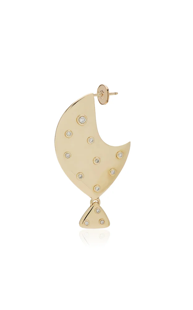 9k Yellow Gold and Diamond Clown Fish Single Earring