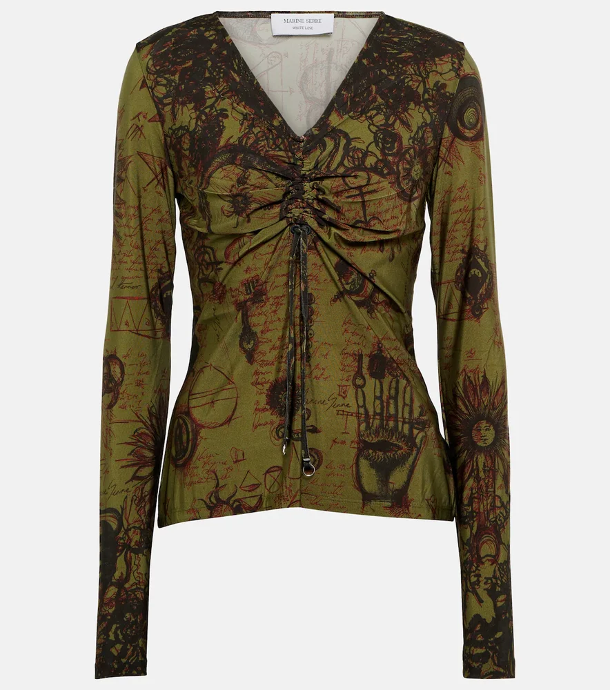 Printed crêpe jersey top