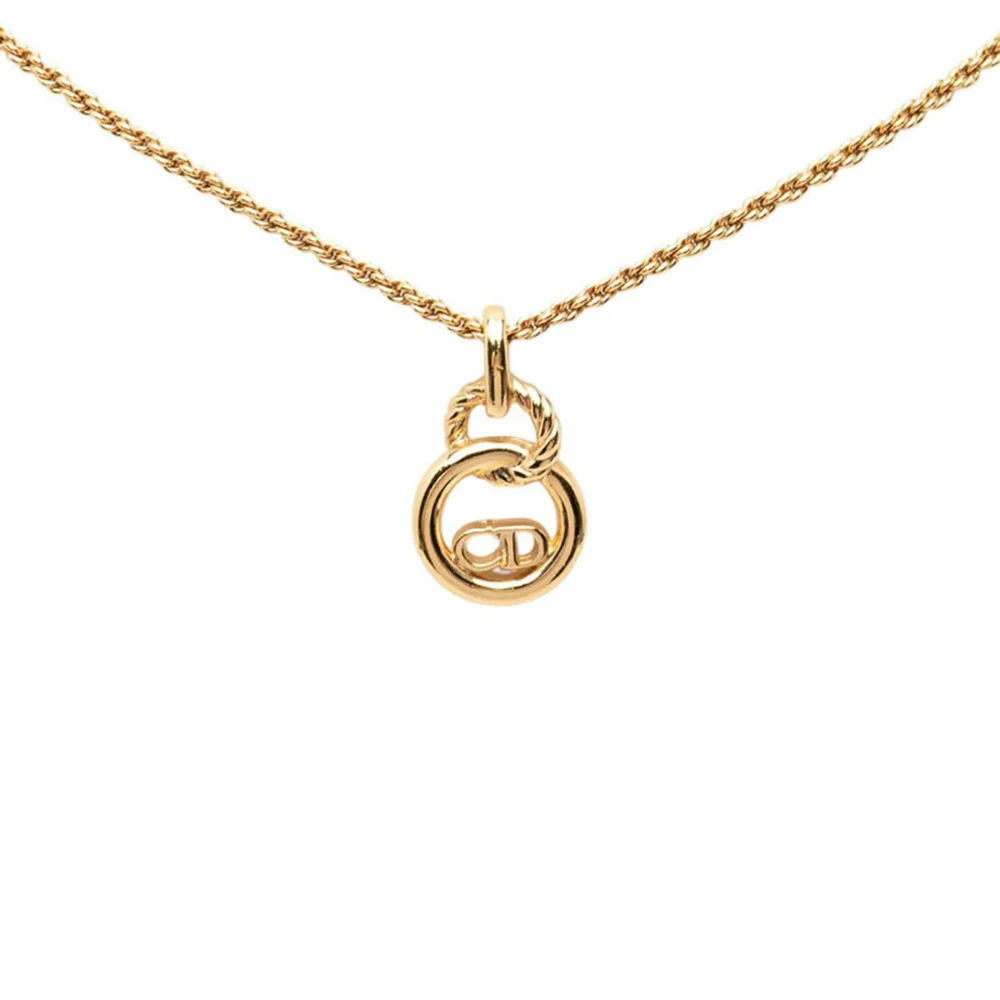 Pre-Owned Double Circle Pendant Necklace Gold