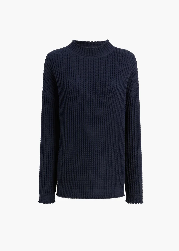 KHAITE Dylan Top in Dark Navy Waffle
