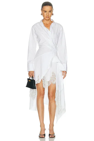 Laced Cascade Shirt Dress