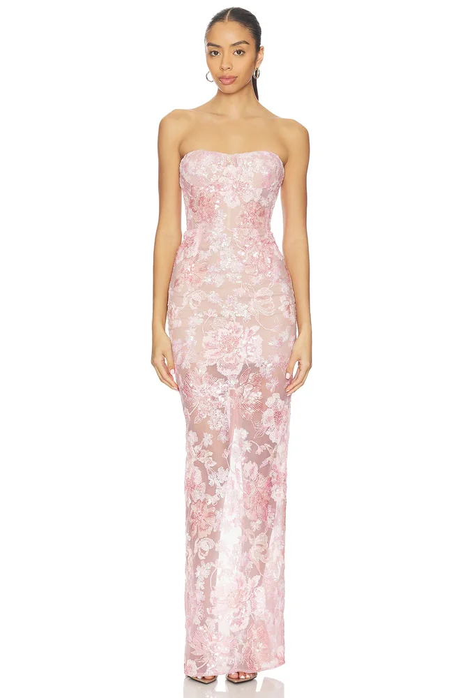 Capri Sequin Dahlia Strapless Maxi Dress