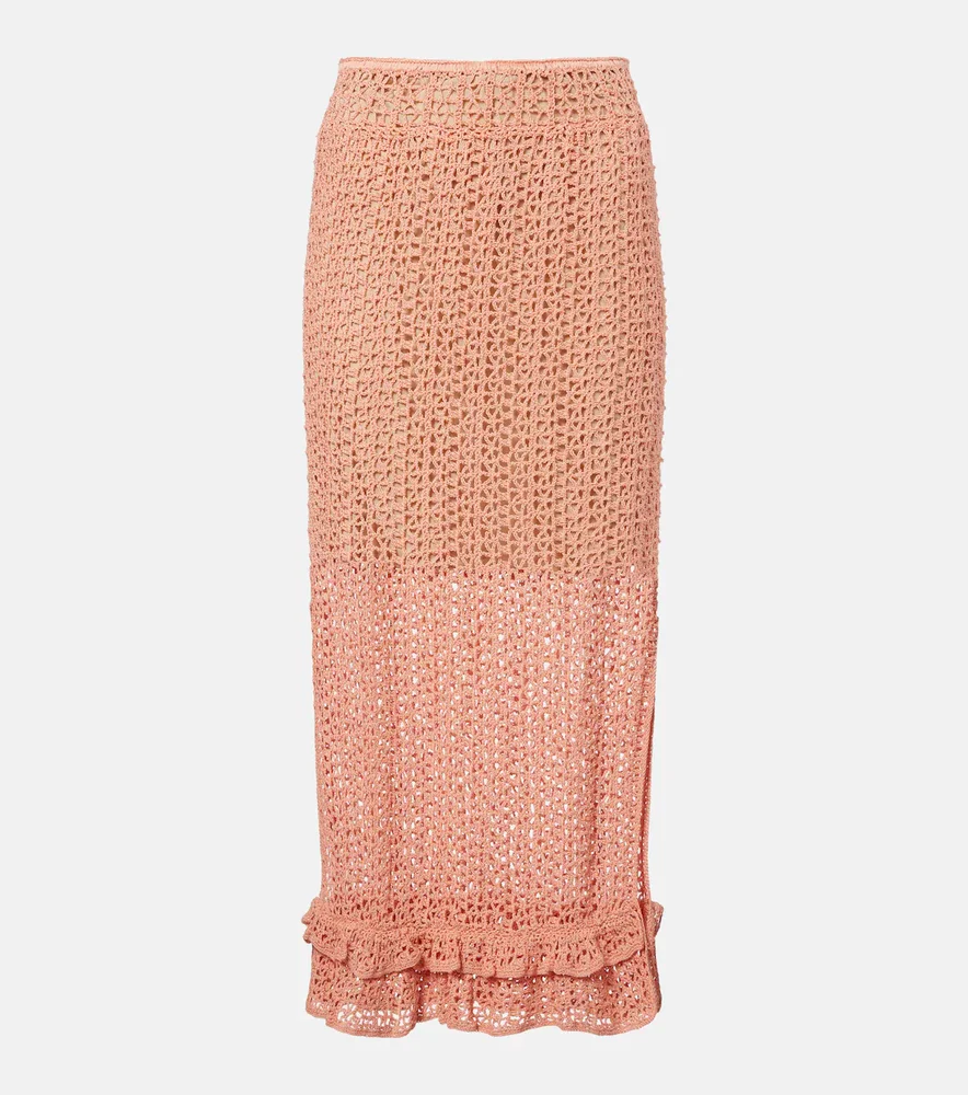 Rosette crochet cotton midi skirt
