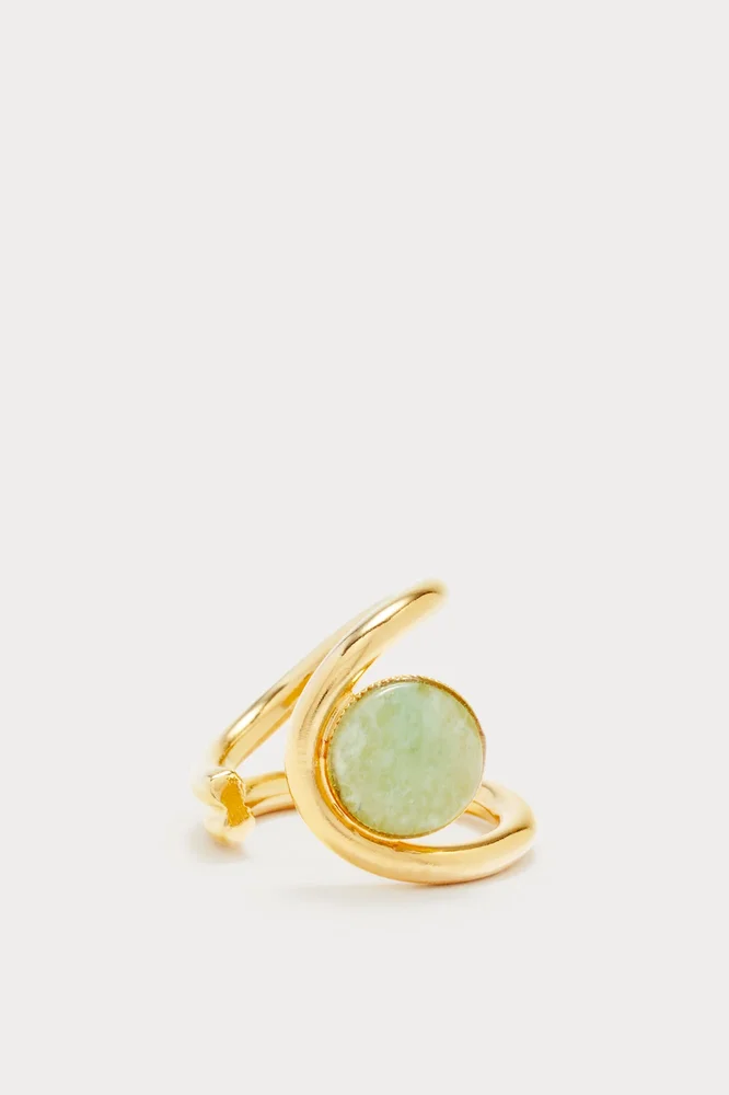Sculptural gold & light blue ring