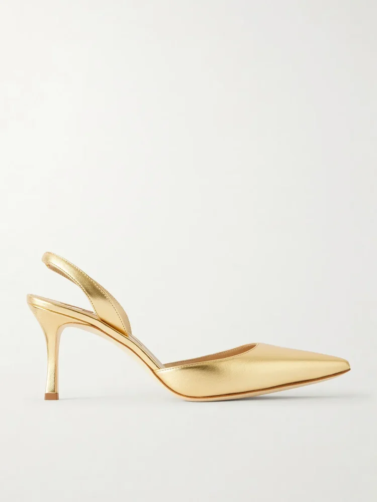Carolyne 50 metallic leather slingback pumps