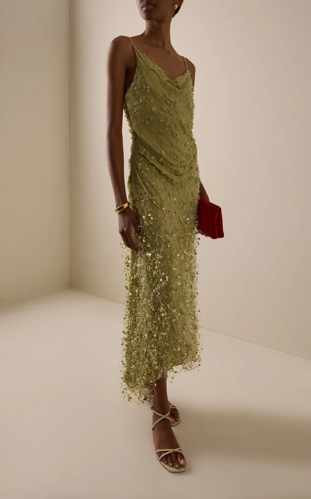 Anika Embellished Georgette Midi Dress