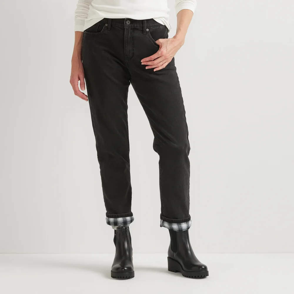 Women's Boyfriend Flannel-Lined Jeans