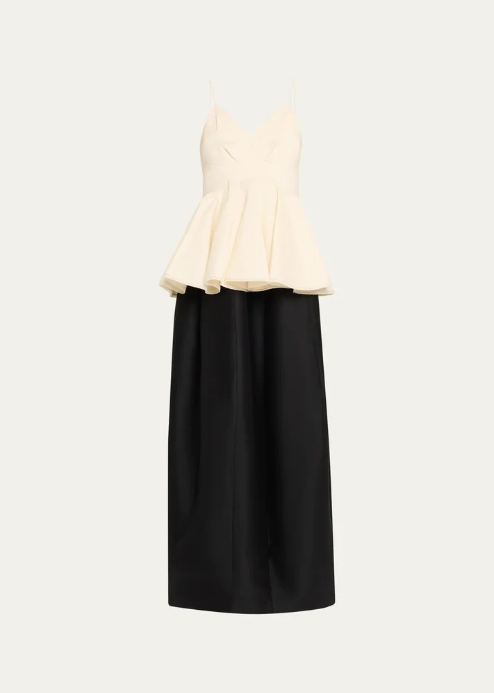 Amell Persimmon Wool-Taffeta Peplum Maxi Dress