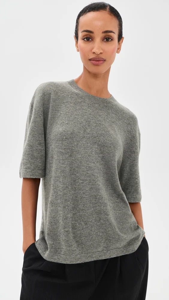 The Cashmere Oversized Tee in Heather Smoke