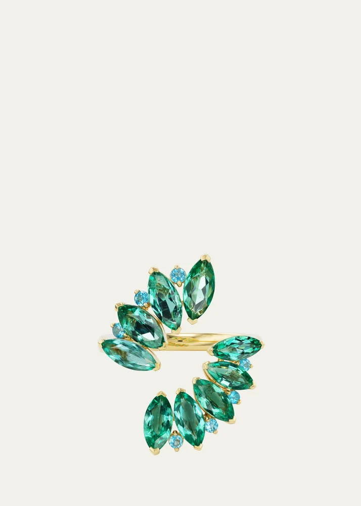 Emerald Marquis Ring with Apatite