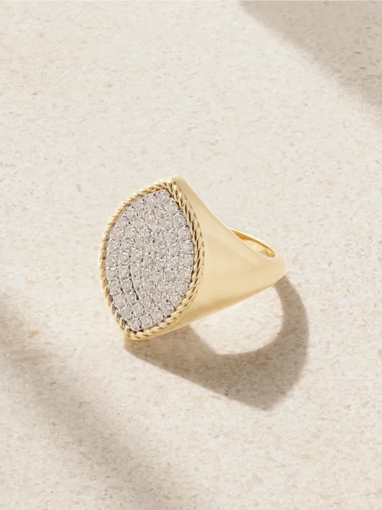 Chevalière Marquise 18-karat gold diamond signet ring