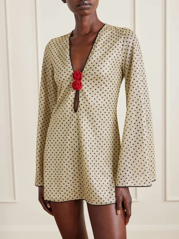 OSÉREE Lumière appliquéd polka-dot Lurex mini dress