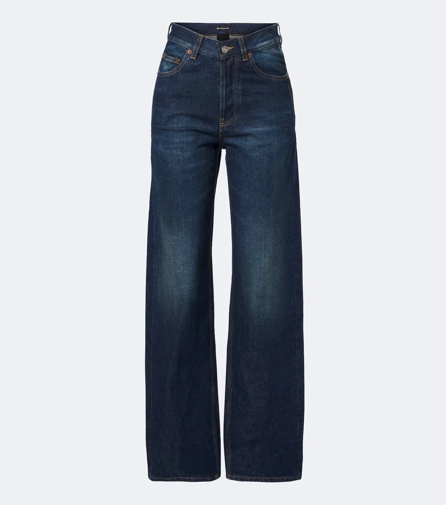Faded wide-leg jeans