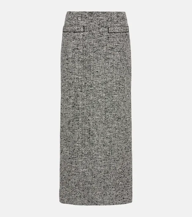 Cotton-blend bouclé pencil skirt