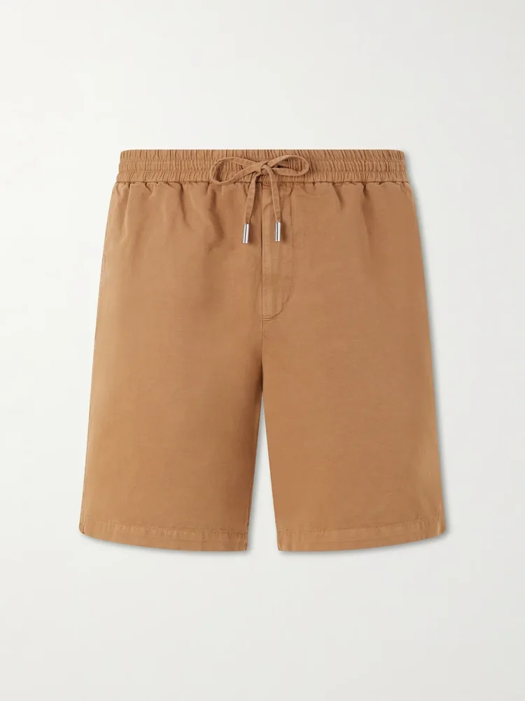 Straight-Leg Cotton and Linen-Blend Twill Drawstring Shorts