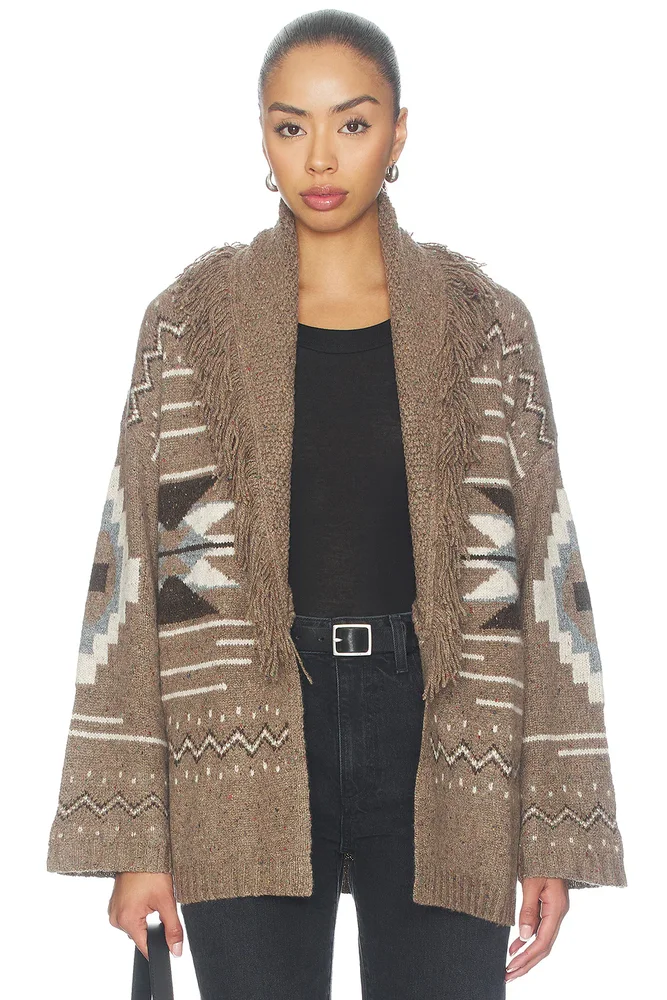 Southwest Fringed Shawl Collar Throw