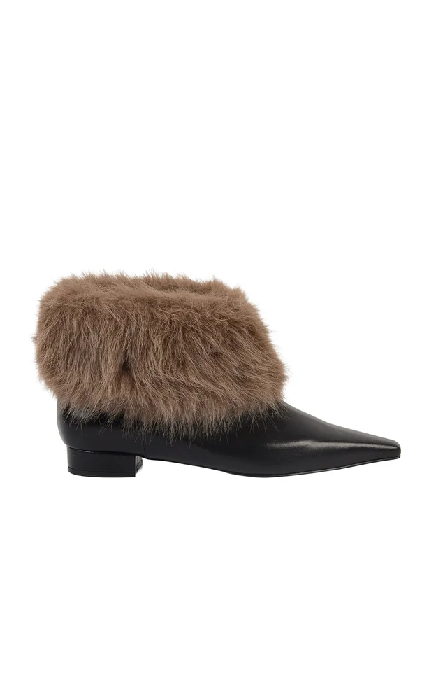Shearling-Lined Leather Ankle Boots