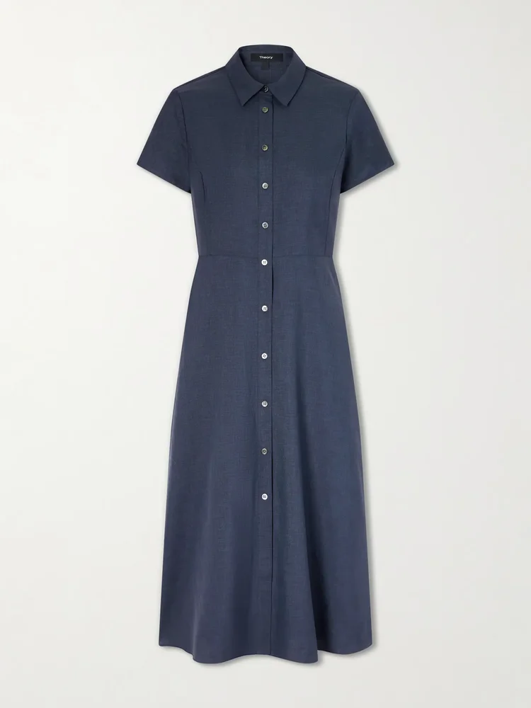 Belted pleated satin midi dress