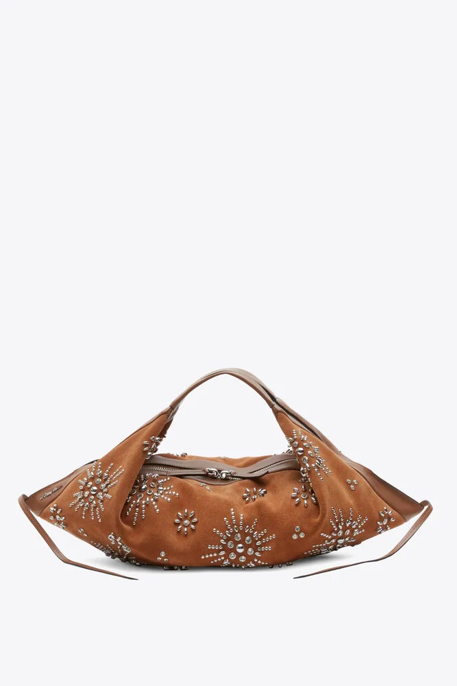 Studded Faux Suede Luna Bag