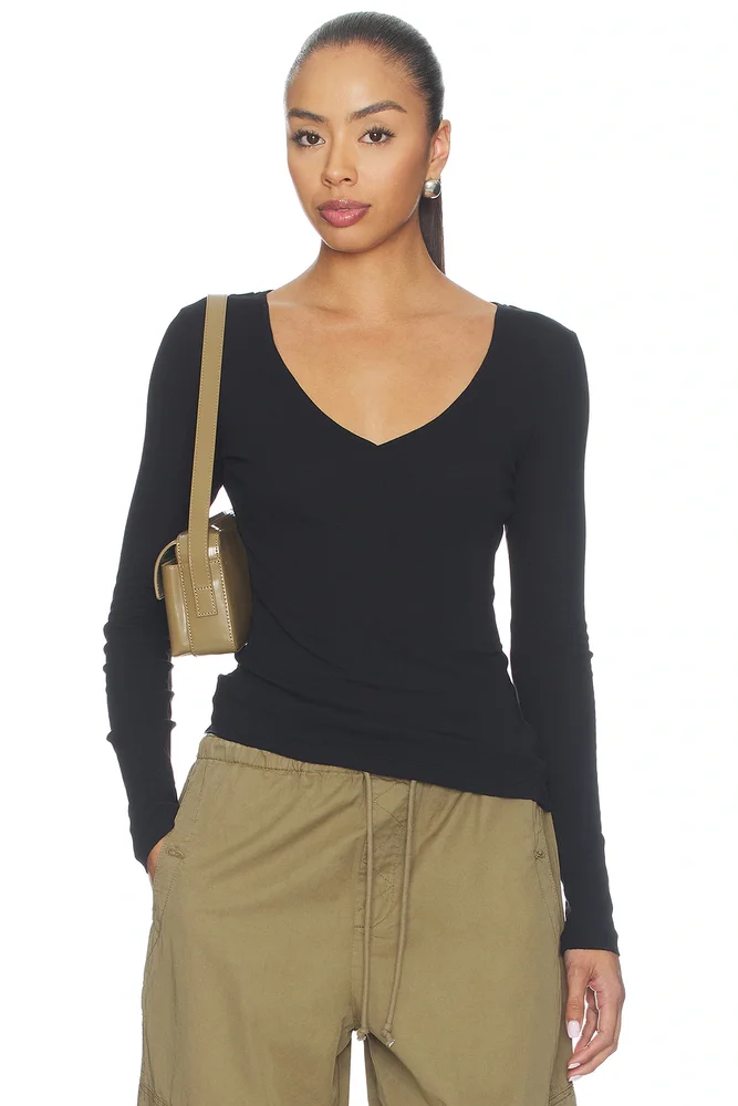 X Sophia Kelly Sheer V-neck Tee