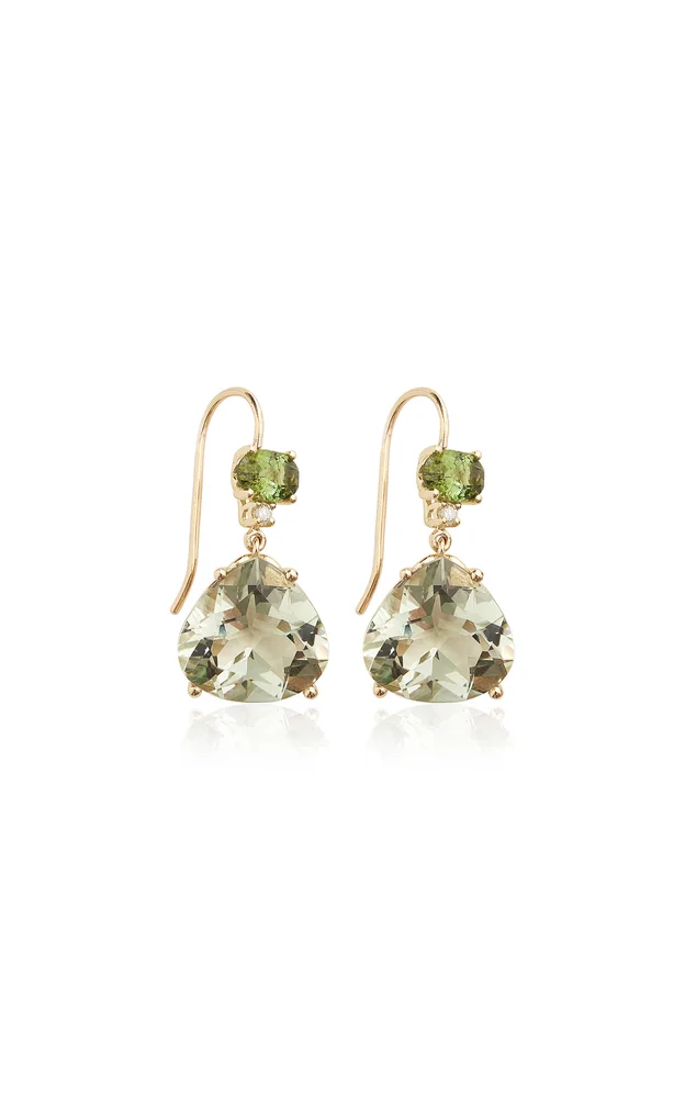 18K Yellow Gold Tourmaline Earrings