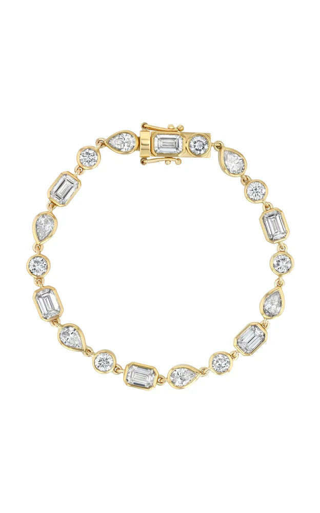 Mixed Form Tennis Bracelet in Yellow Gold