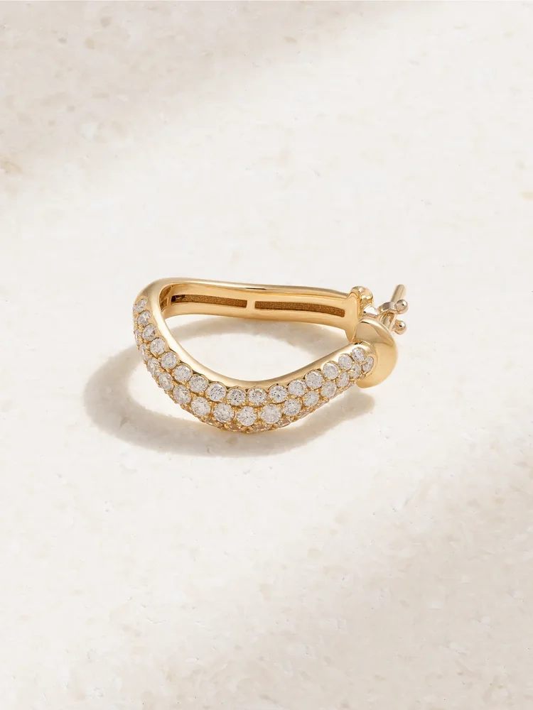 18-karat gold diamond single hoop earring