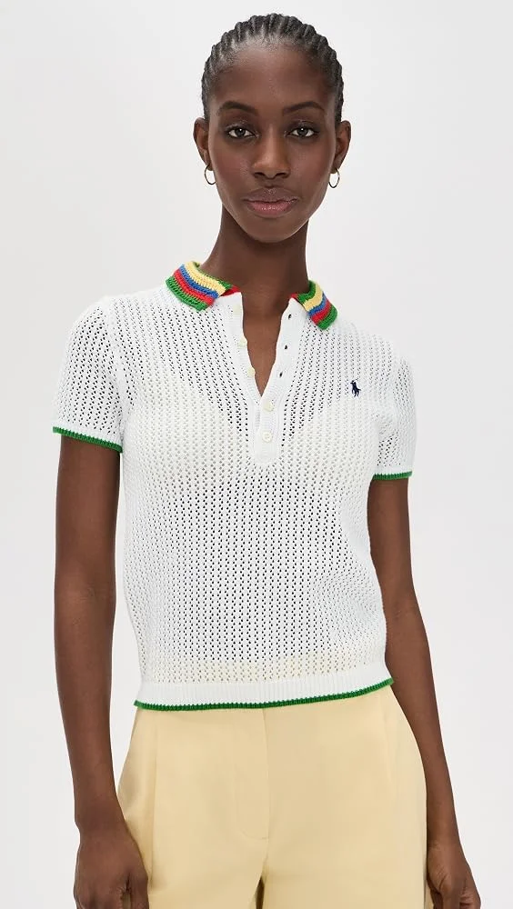Pointelle Stripe Polo