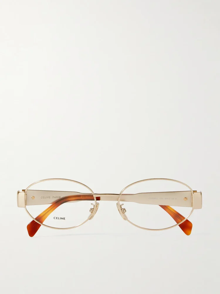Triomphe oval-frame gold-tone optical glasses