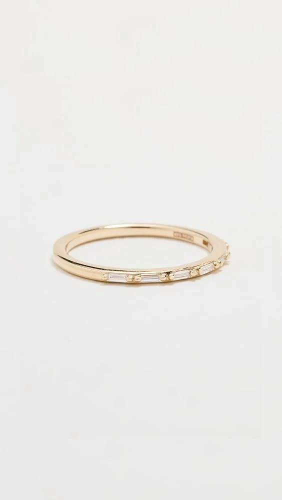 14k Gold Horizontal Diamond Baguette Ring