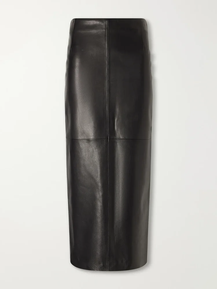 Selly paneled leather maxi skirt