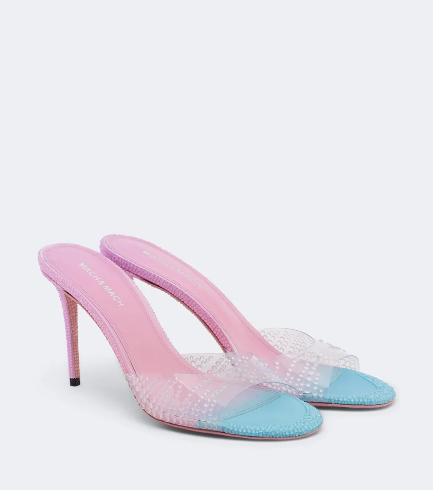 Crystal Flame embellished PVC mules