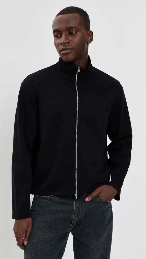 Ribbed Zip Sweater Jacket (Black Athletic Rib)