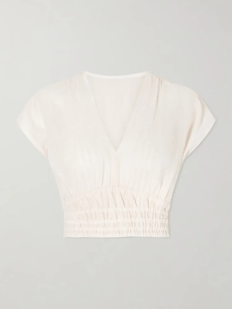 Alia striped cropped cotton top