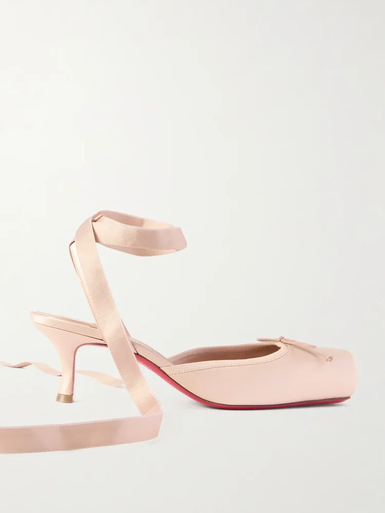 Cassia 55 bow-detailed grosgrain-trimmed satin pumps