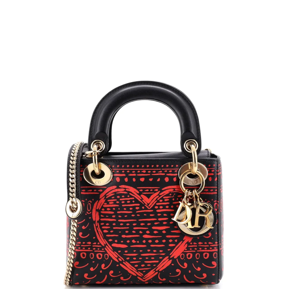 Pre-Owned Lady Dior Bag Printed Leather Mini