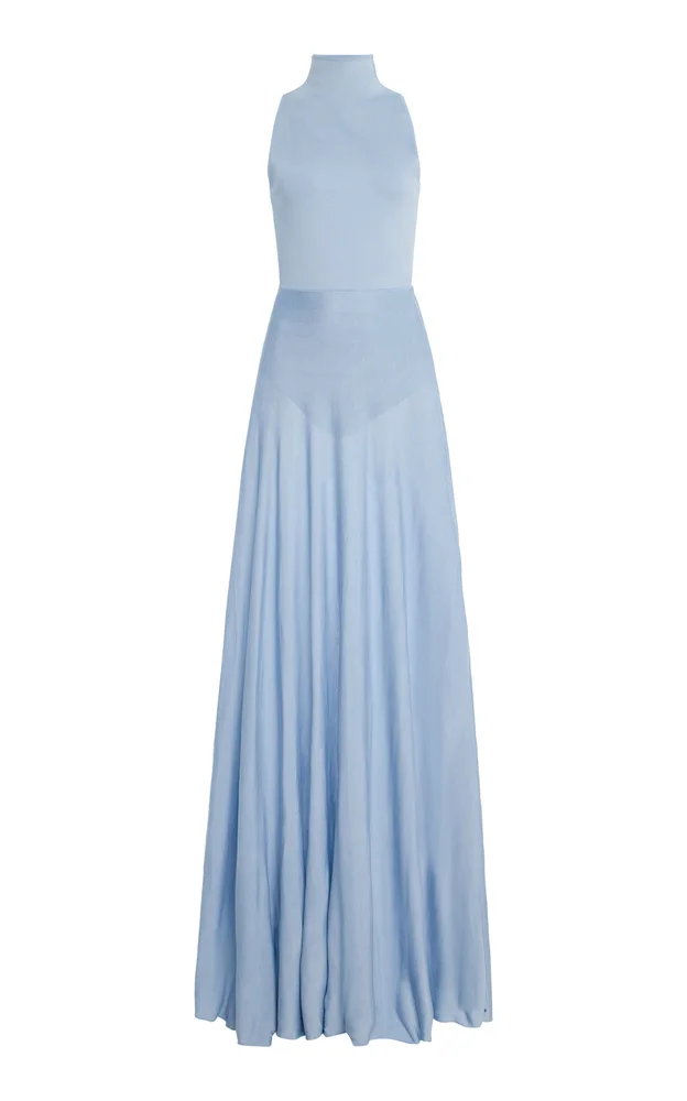 Sirena Mock Neck Silk-Blend Skirt Set