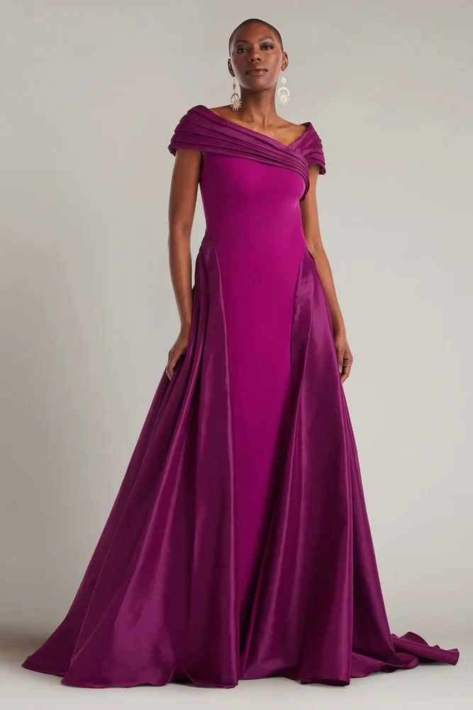 Tadashishoji Blanka Draped Contrast Taffeta Ball Gown