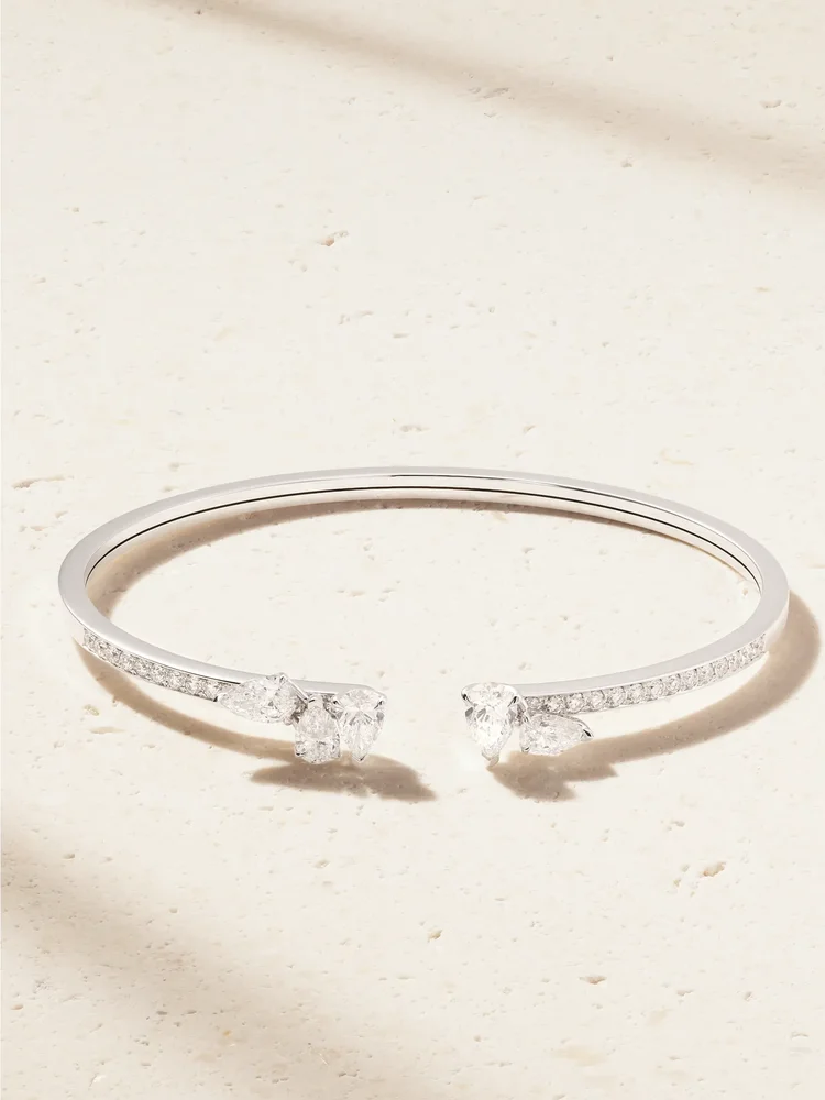 Serti sur Vide 18-karat white gold diamond cuff