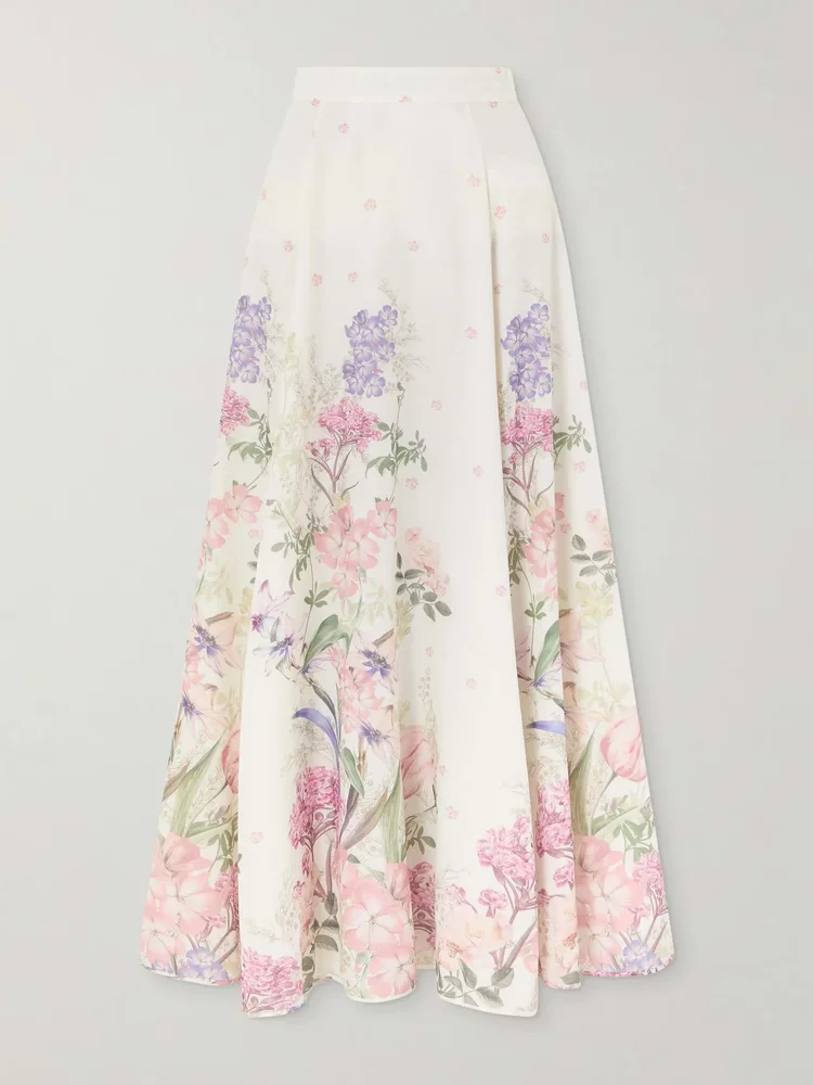 Ventine floral-print cotton-blend maxi skirt