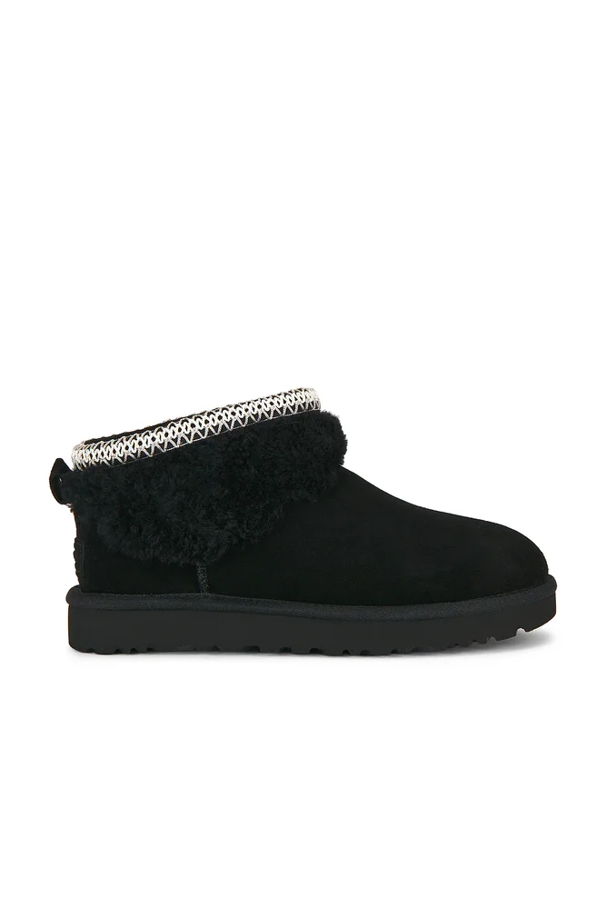 Classic Ultra Mini Maxi Curly Boot in Black