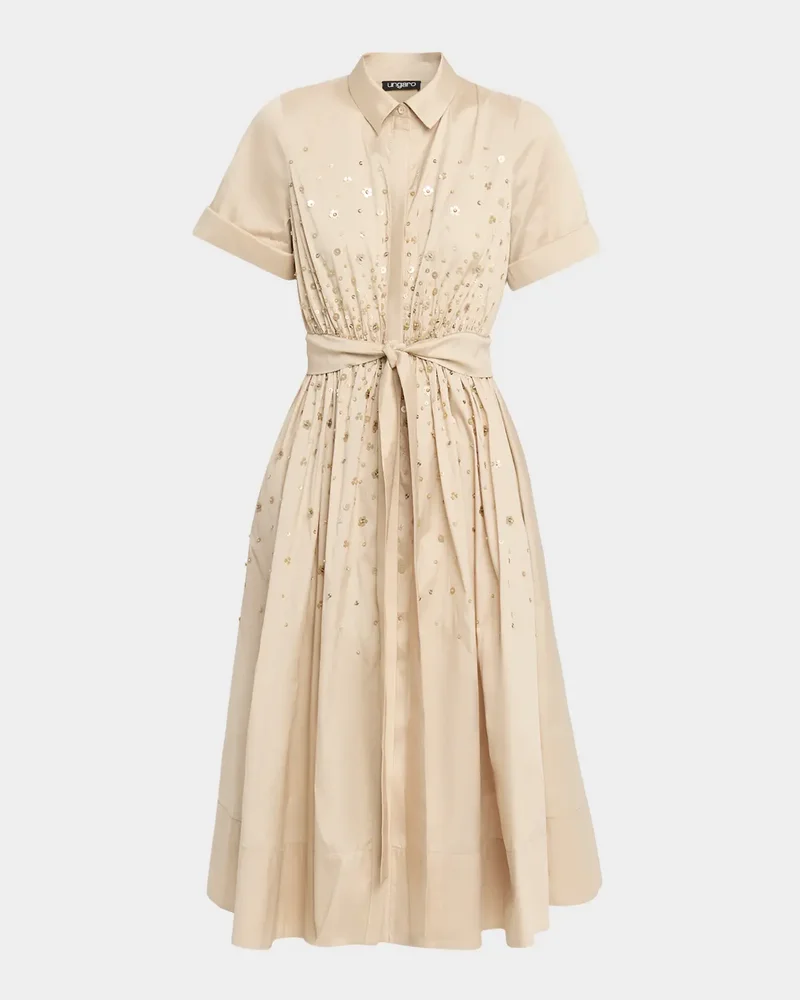 Kace Sequin-Embellished Midi Shirtdress