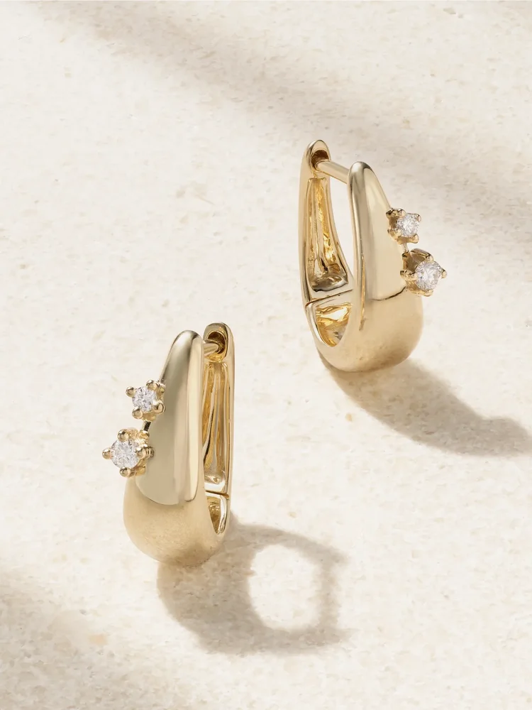 14-karat gold diamond hoop earrings