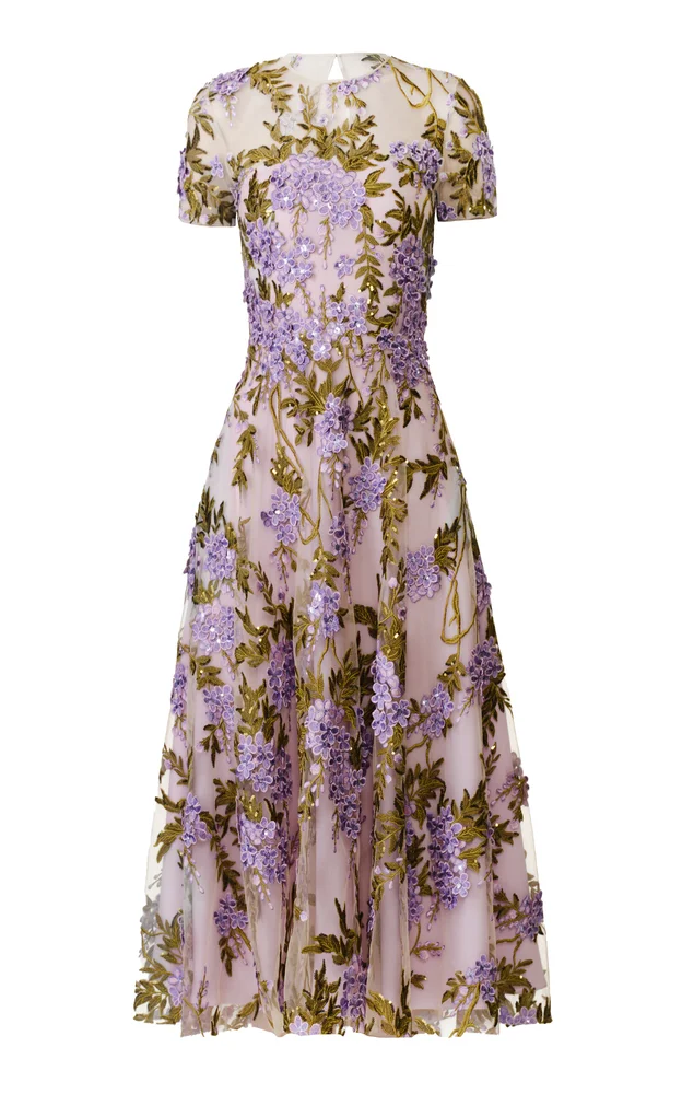 Floral Lace Cocktail Midi Dress