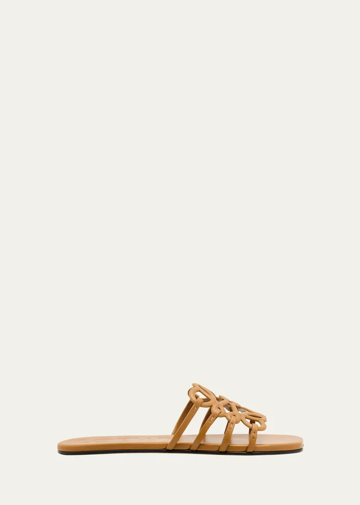 Petal Leather Anagram Slide Sandals