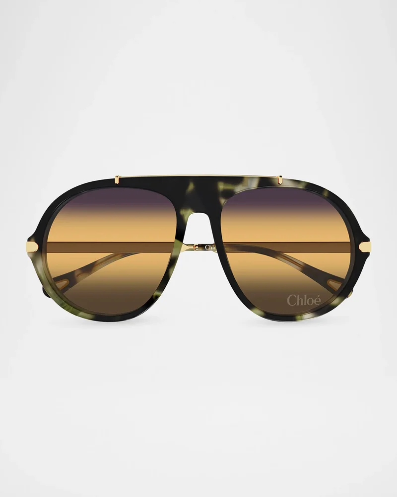 58mm Acetate & Metal Aviator Sunglasses