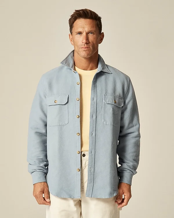 Heavyweight Chamois Workshirt In Japanese Cotton For Men