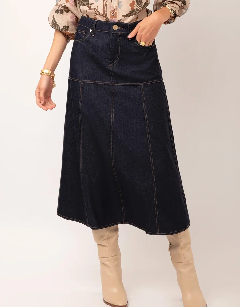 Anola Denim Midi Skirt