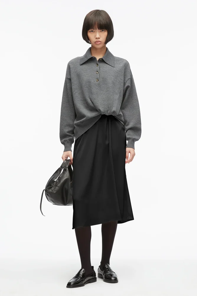 Merino Tucked Polo Dress