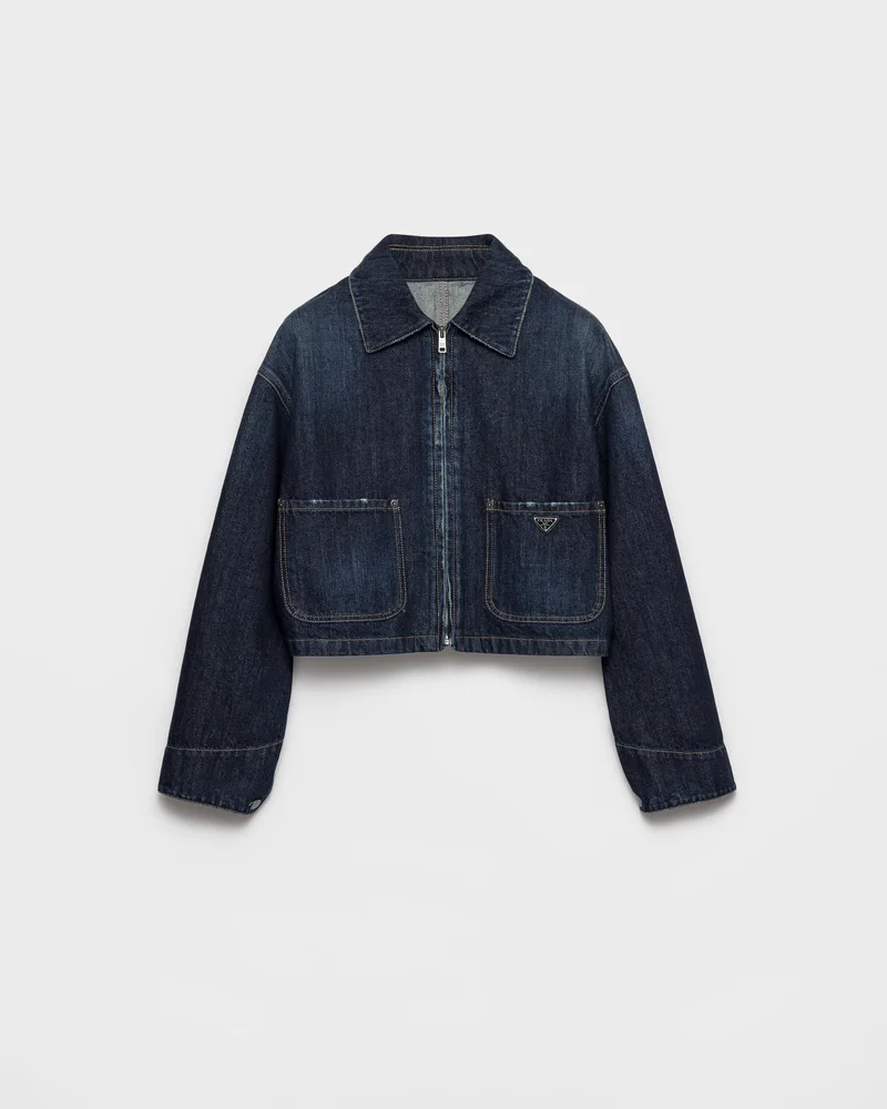 Cropped Denim Blouson Jacket